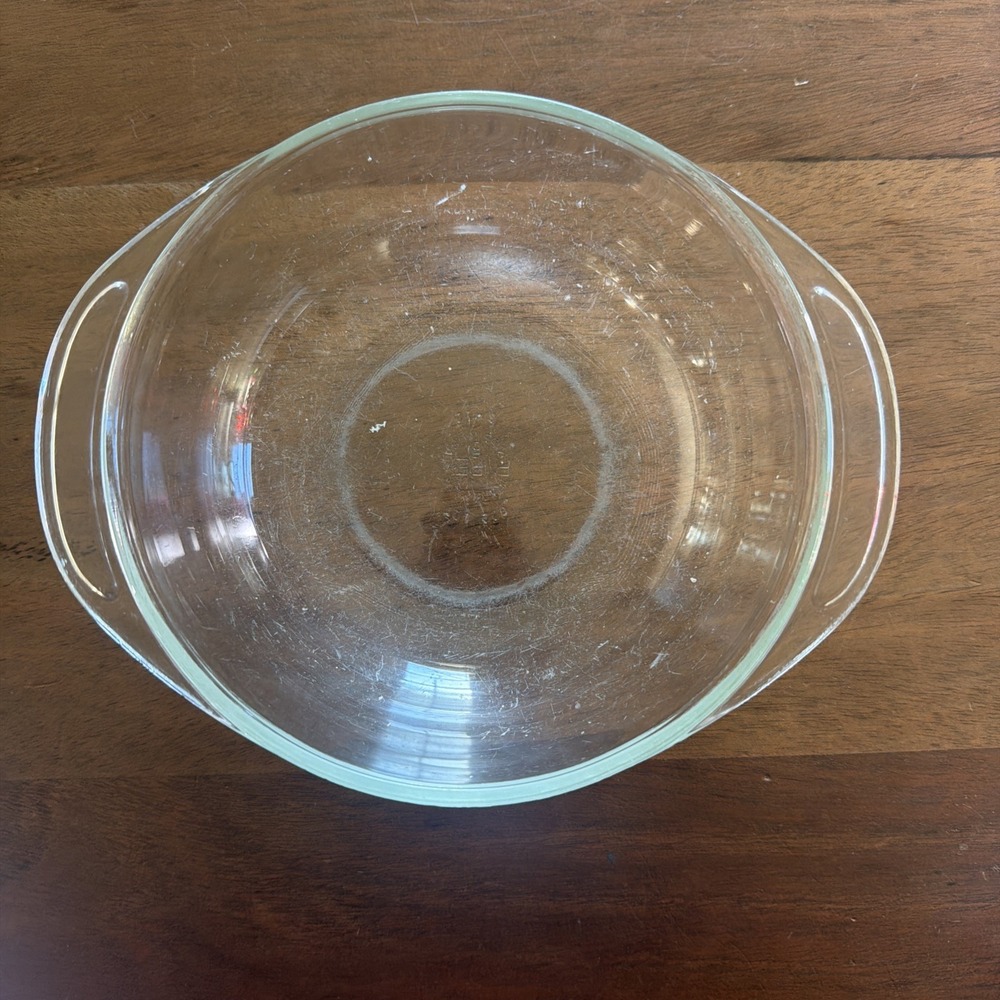 PYREX 1 Qt 022 C-12 6.5 Inch Round Glass Bowl with Handles Vintage Ovenware